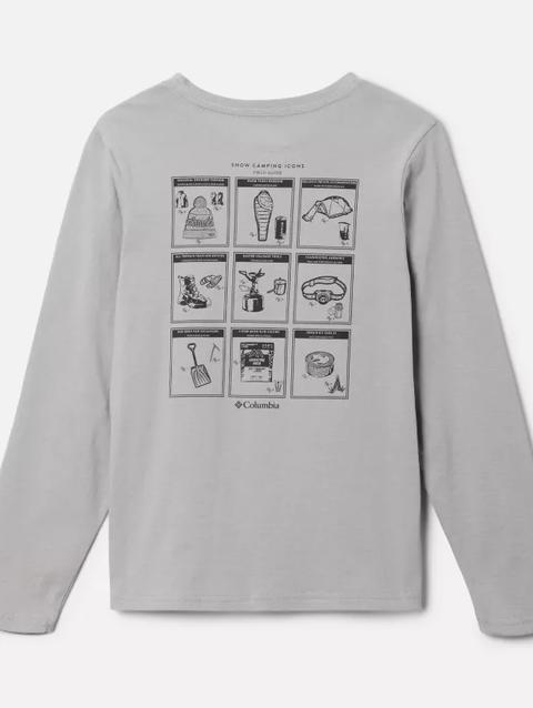 Boys' Dobson Pass™ Long Sleeve Graphic T-Shirt Columbia Grey, Outdoor Fun Icons