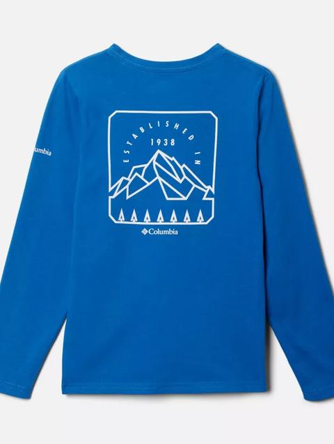 Boys' Dobson Pass™ Long Sleeve Graphic T-Shirt Bright Indigo, Jagged Treeline