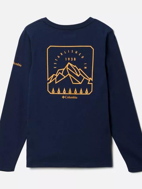 Boys' Dobson Pass™ Long Sleeve Graphic T-Shirt Collegiate Navy, Jagged Treeline