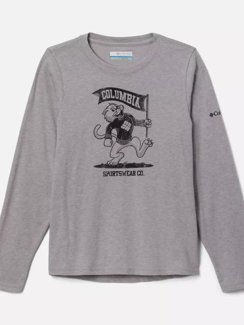 Boys' Dobson Pass™ Long Sleeve Graphic T-Shirt Columbia Grey Heather, Cheer For CSC