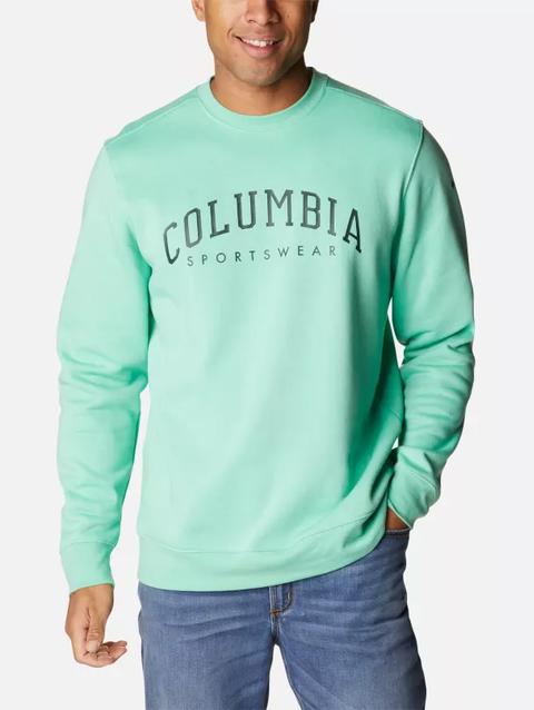 Men's Columbia Trek™ Crew Sweatshirt Kelp Heather, Arched Brand Logo