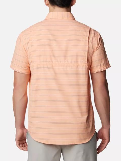 Men's Homecrest™ Short Sleeve Shirt Apricot Fizz Scattered Stripe