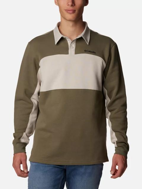 Men's Columbia Trek™ Long Sleeve Rugby Shirt Stone Green, Dark Stone