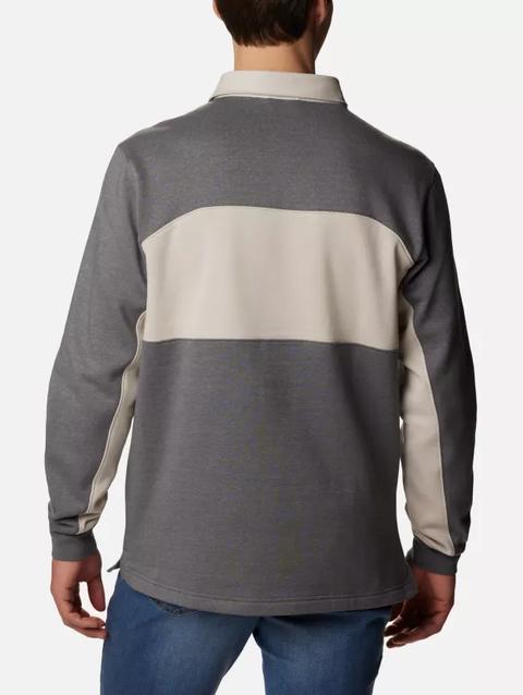 Men's Columbia Trek™ Long Sleeve Rugby Shirt City Grey Heather, Dark Stone