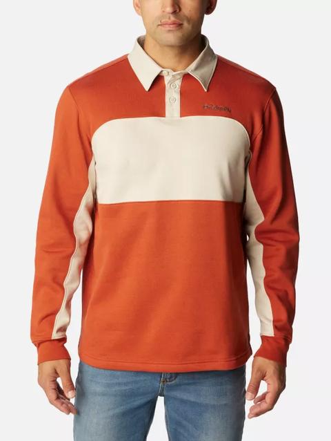 Men's Columbia Trek™ Long Sleeve Rugby Shirt Warp Red, Dark Stone