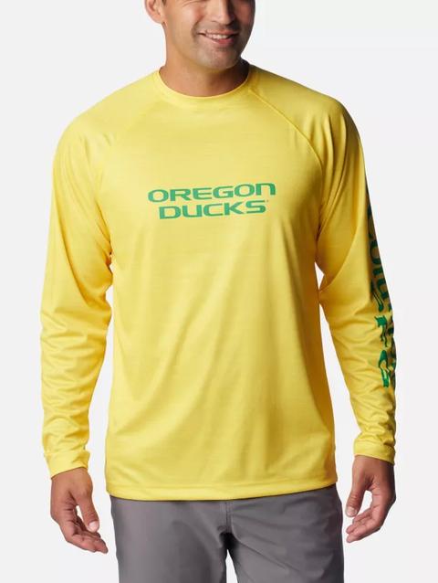 Men's Collegiate PFG Terminal Tackle™ Heather Long Sleeve Shirt - Oregon UO - Yellow Glo Heather