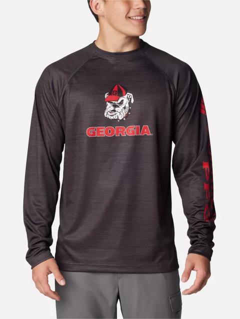 Men's Collegiate PFG Terminal Tackle™ Heather Long Sleeve Shirt - Georgia UGA - Shark Heather